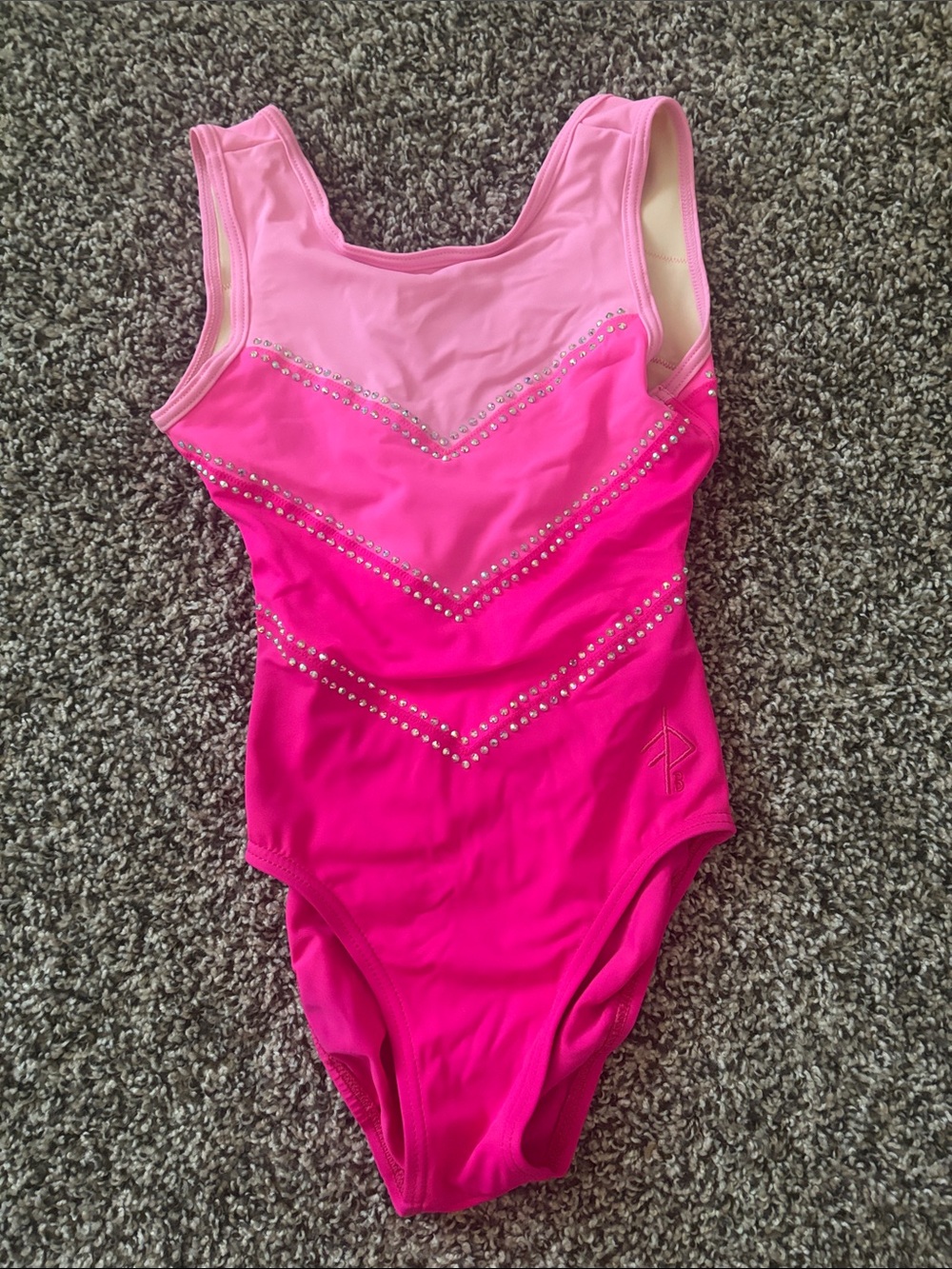 Girls Pink Ombre Rhinestone One-Piece Leotard